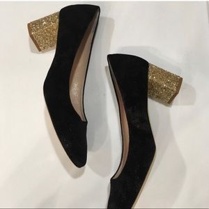 Kate Spade Serene Black Gold Glitter Heels 9.5M